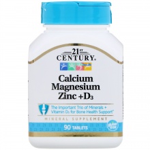 Витамины 21st Century Кальций,магний,цинк +D3 90 таблеток