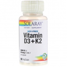 Витамины Solaray Vitamin D3+K2  60 капсул